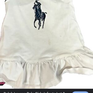 Polo Ralph Lauren White Dress with Blue Logo infant 24months good condition